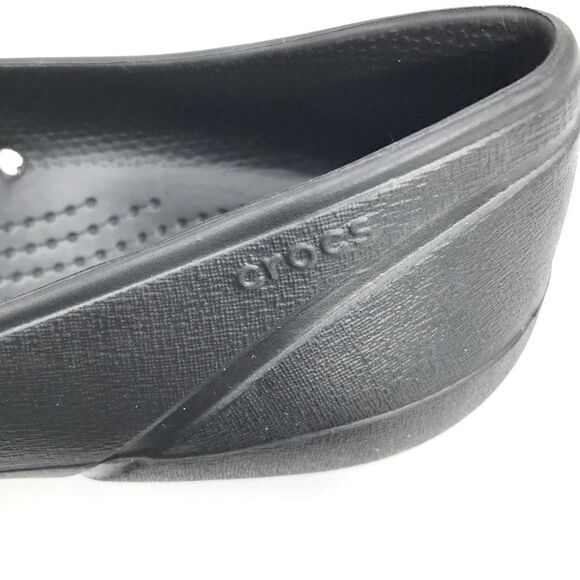 CROCS Gianna Alice Black Flexible Patent Cap Toe Rubber Ballet Flats - Picture 9 of 11